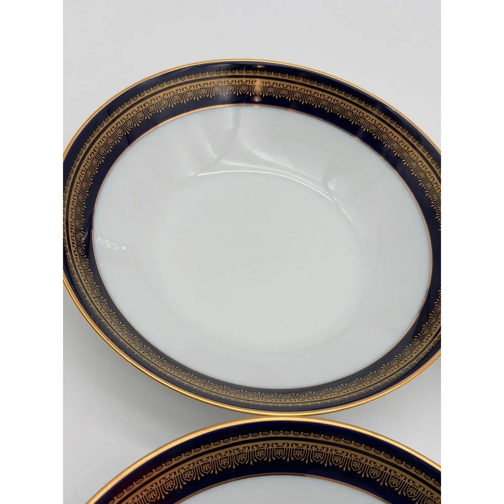 Noritake Legacy Vienna 2796 Fruit Dessert Bowls Cobalt Blue Gold Set of 4